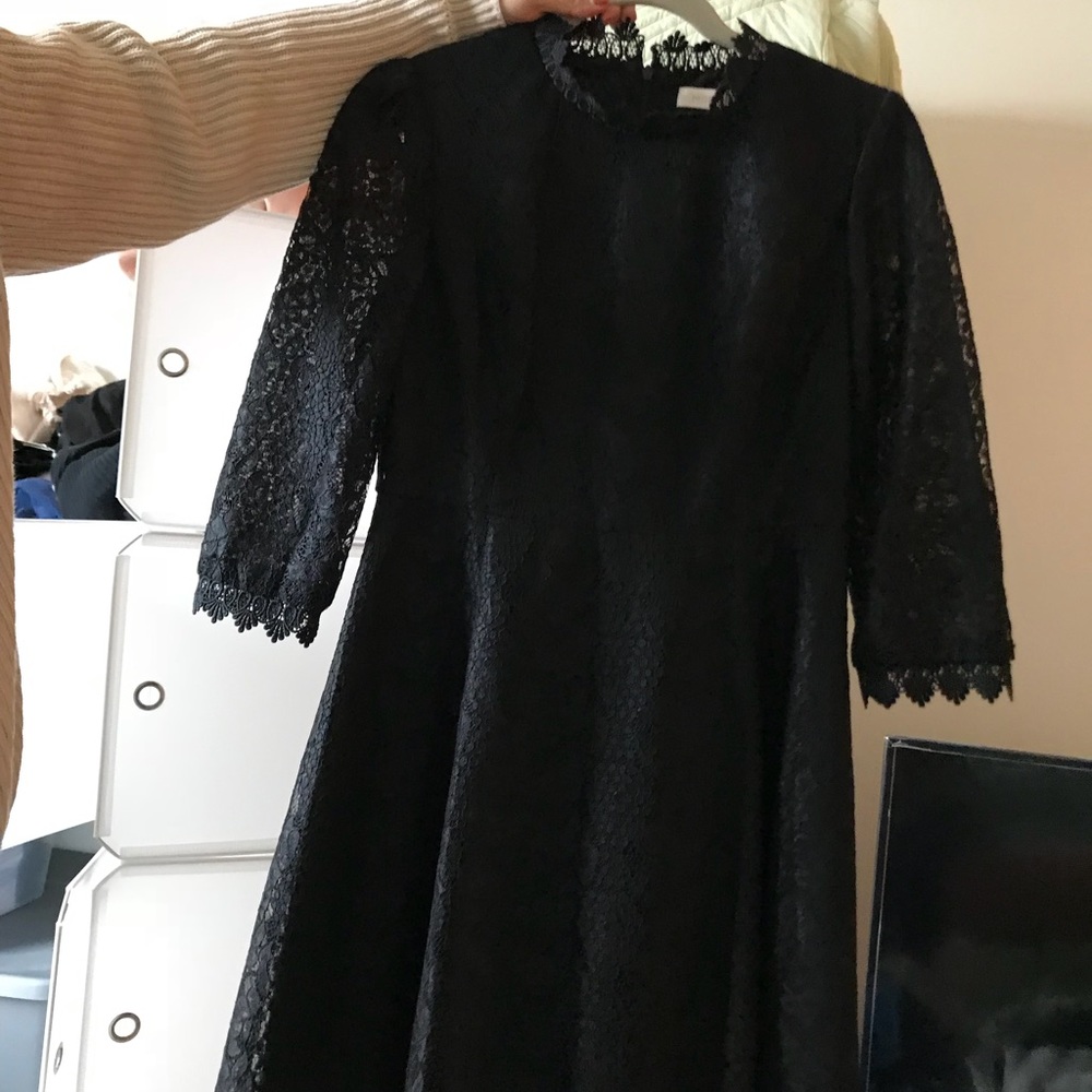 Black lace short dress.
